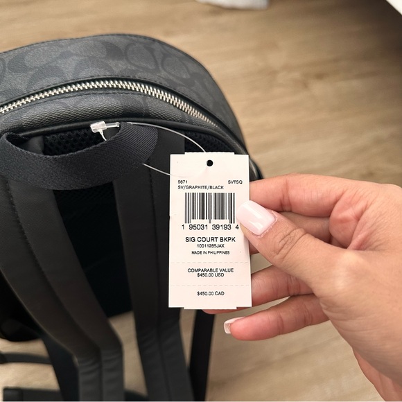 Coach Court Backpack In Signature Canvas Black - Picture 10 of 14